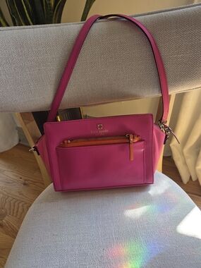 kate spade Bright Fuchsia Shoulder Bag with Orange Zip Accent
